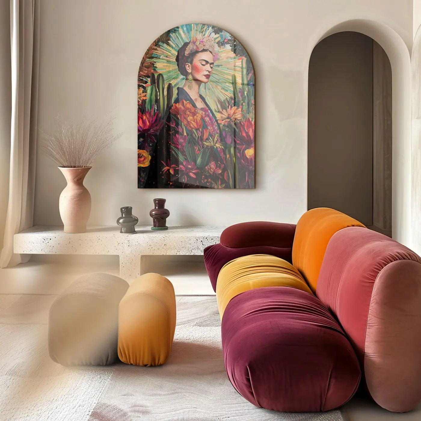 Glasbild gebogen Jardin de Frida 70 x 100 cm