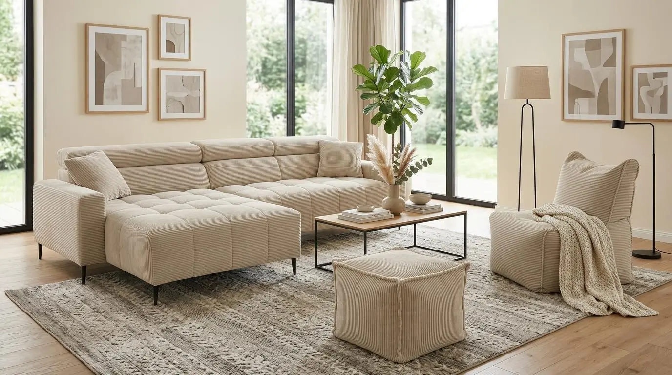 Wohnlandschaft Simple Cord beige