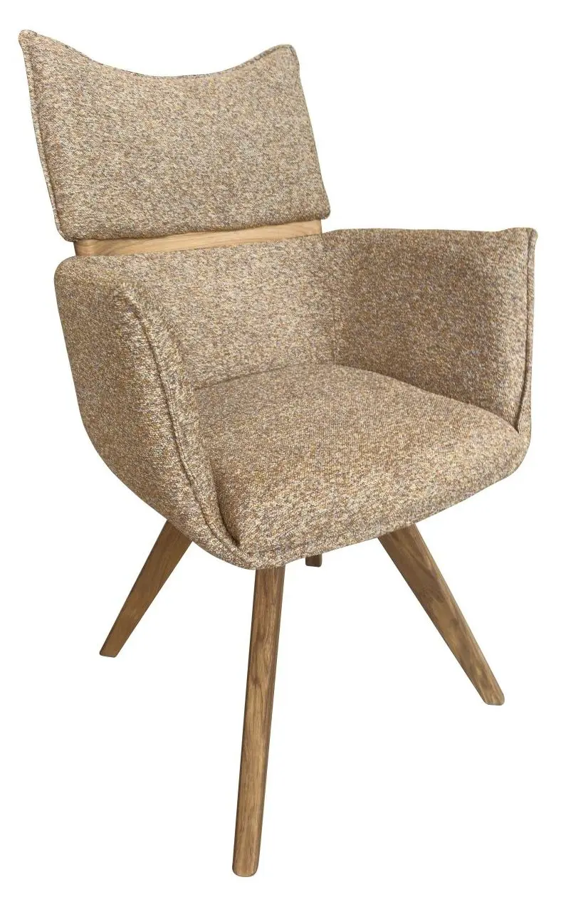 Armlehnstuhl ST-0734 beige Massivholzgestell drehbar