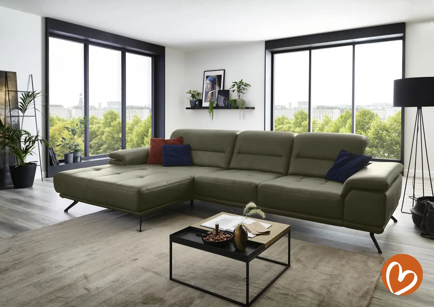 Wohnlandschaft LS 840621 Leder Vivre leaf mit Zusatzfunktionen couchliebe.