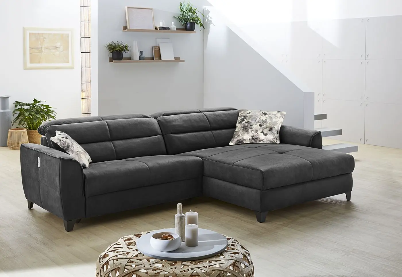 Wohnlandschaft Double-One Microfaser schwarz
