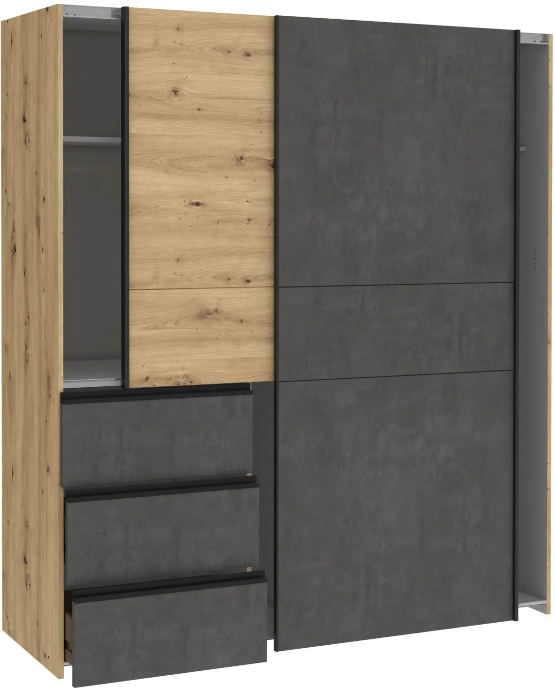Schwebetürenschrank Winn 2 2-türig Artisan Eiche/grau