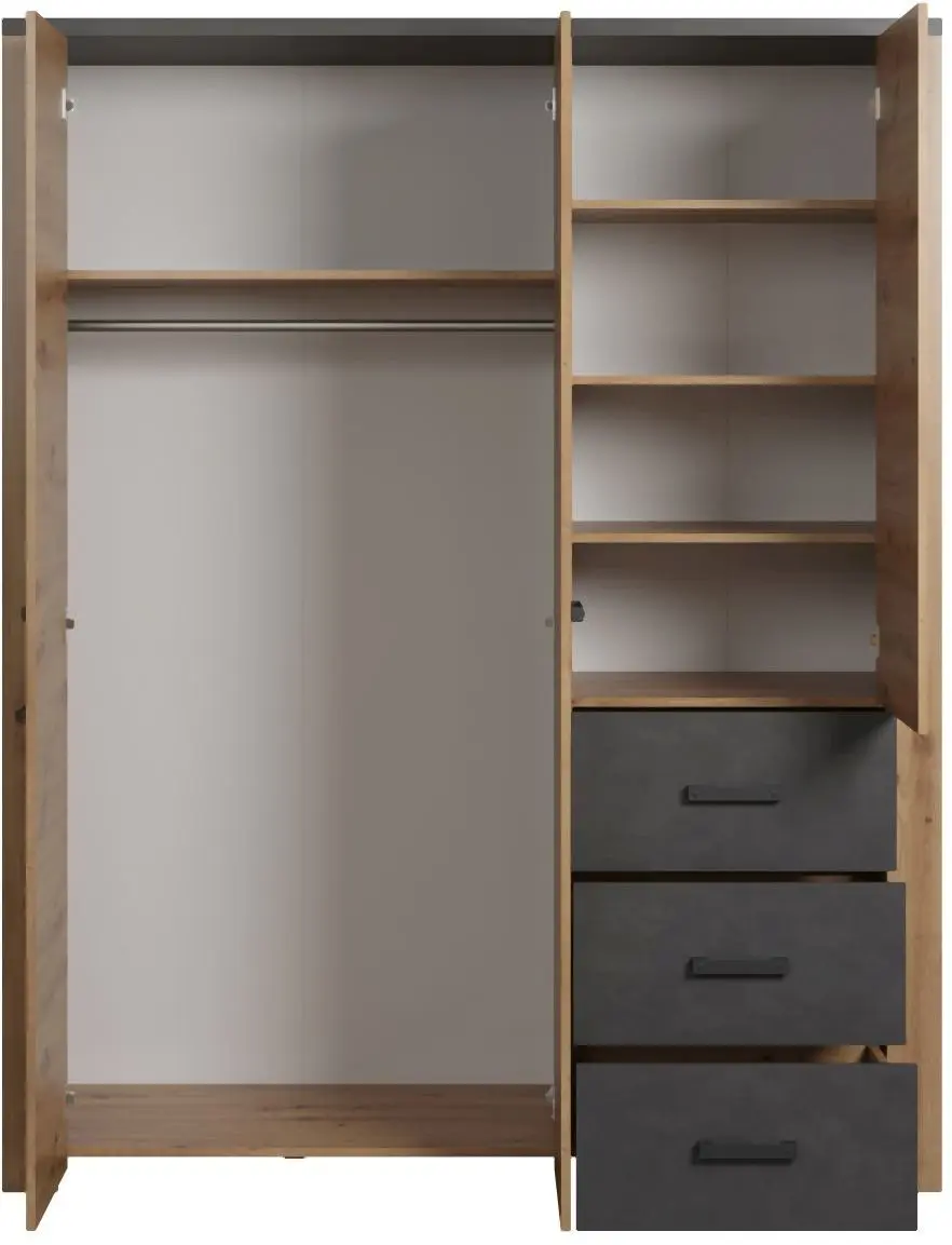 Kleiderschrank Follow 3-türig Artisan Eiche / Matera