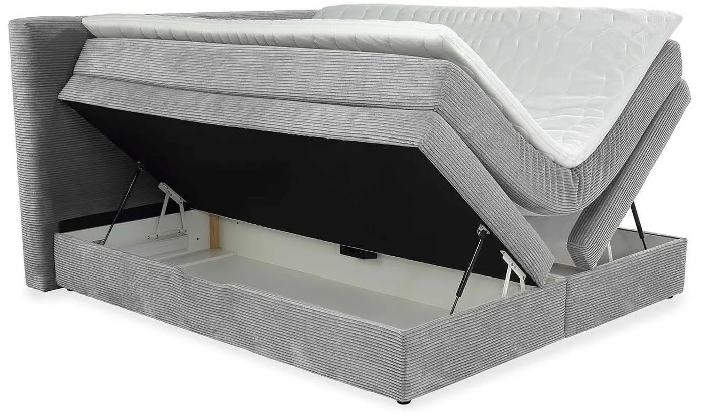 Boxspringbett Amy 180 x 200 cm Cord hellgrau