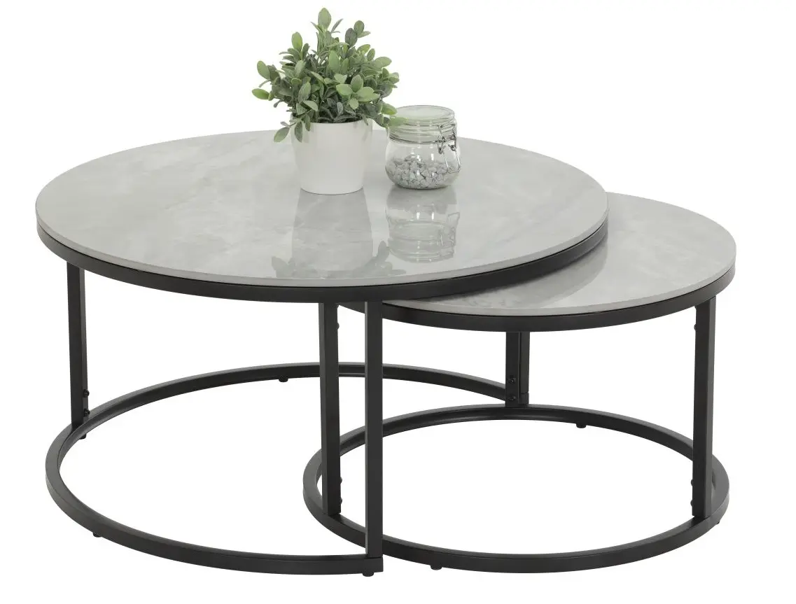 2er Set Couchtisch Luis Marmor-Optik 