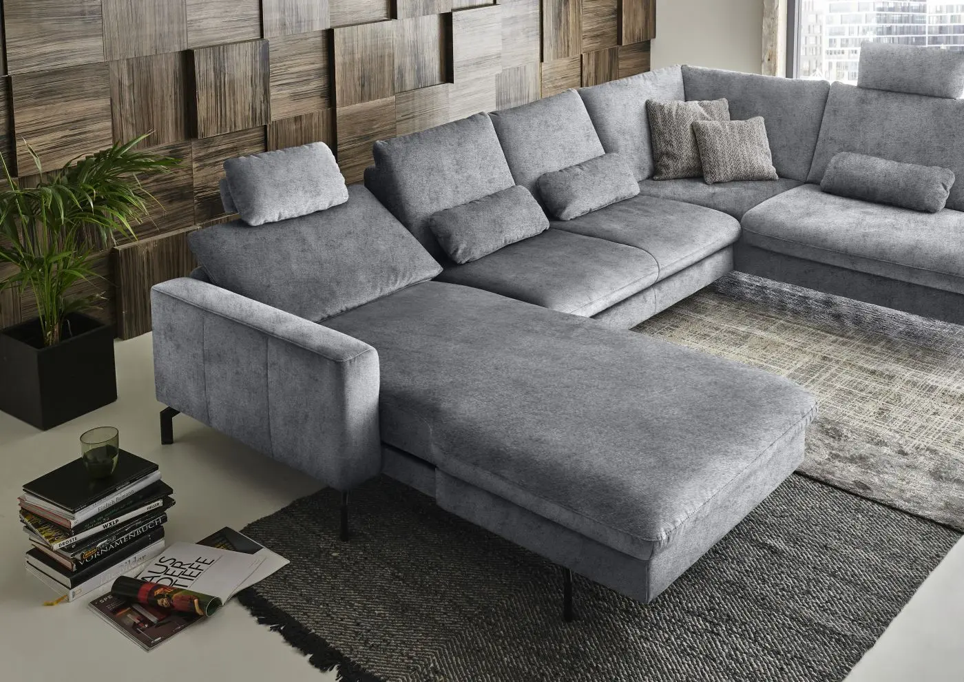 Wohnlandschaft couchliebe. LS701521 grau mit Zusatzfunktionen