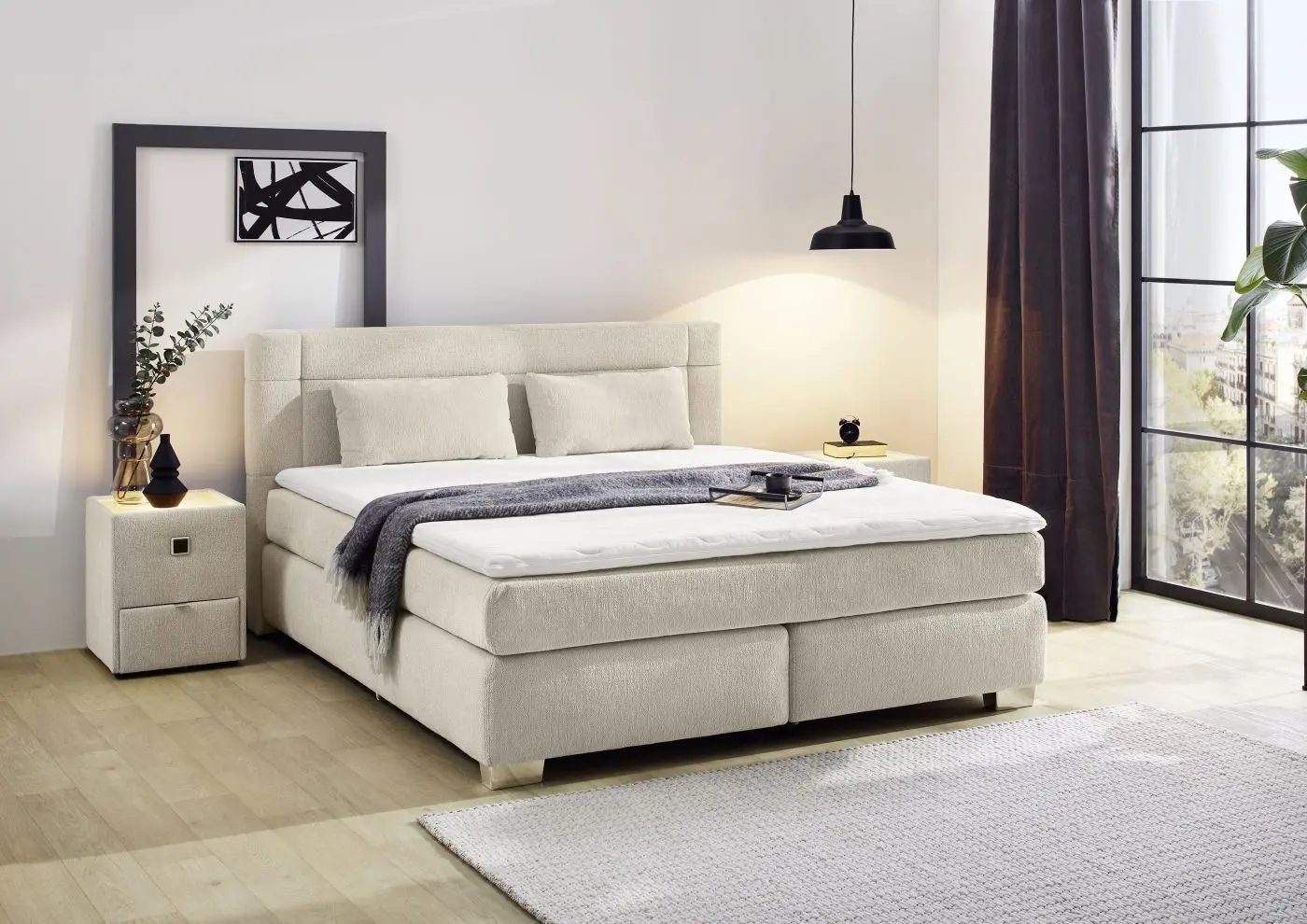 Boxspringbett Romana Mix 180 x 200 cm Chenille beige