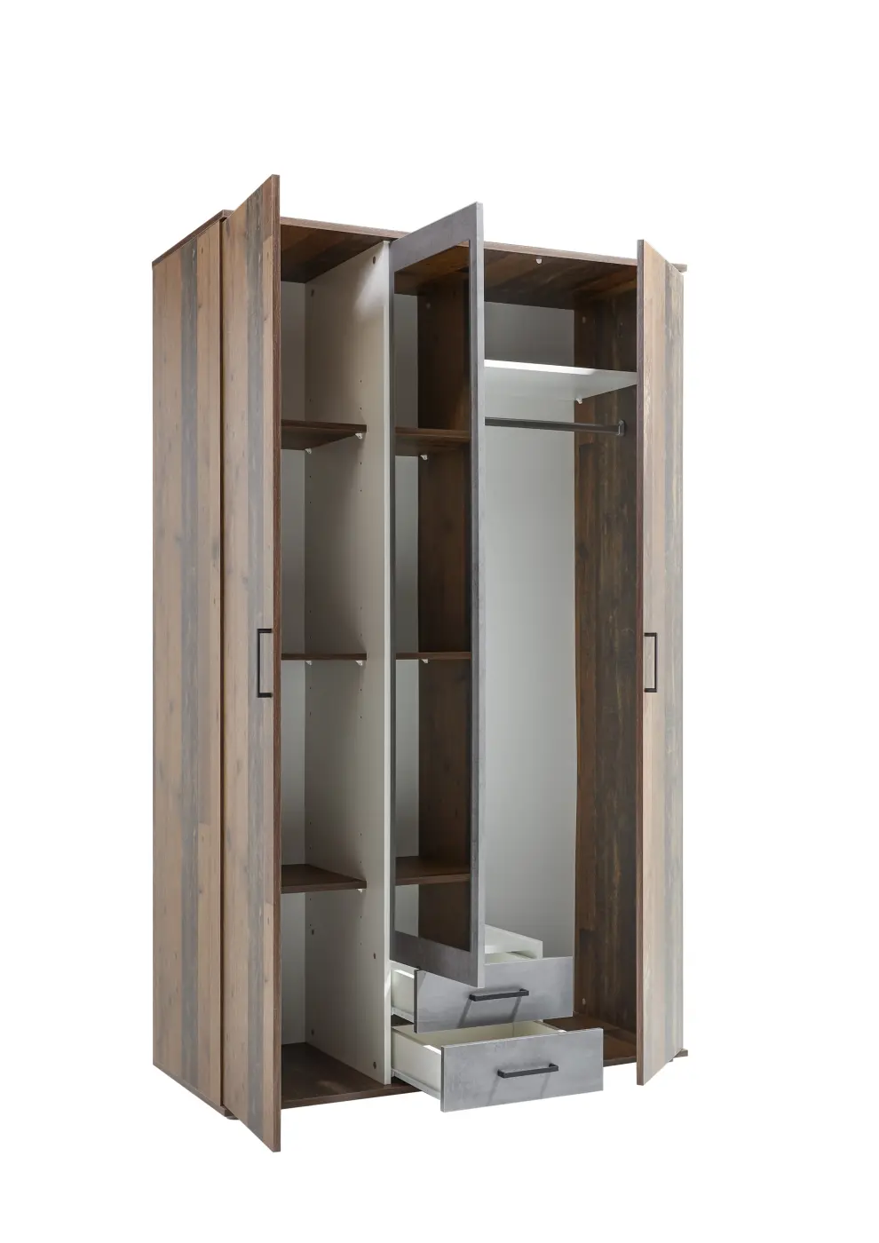 Drehtürenschrank Chicago 3-türig Old Style dunkel/Betonoxid Drehtürenschrank Chicago 3-türig Old Style dunkel/Betonoxid