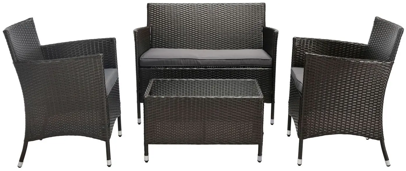 Oudoor-Sitzgruppe schwarz