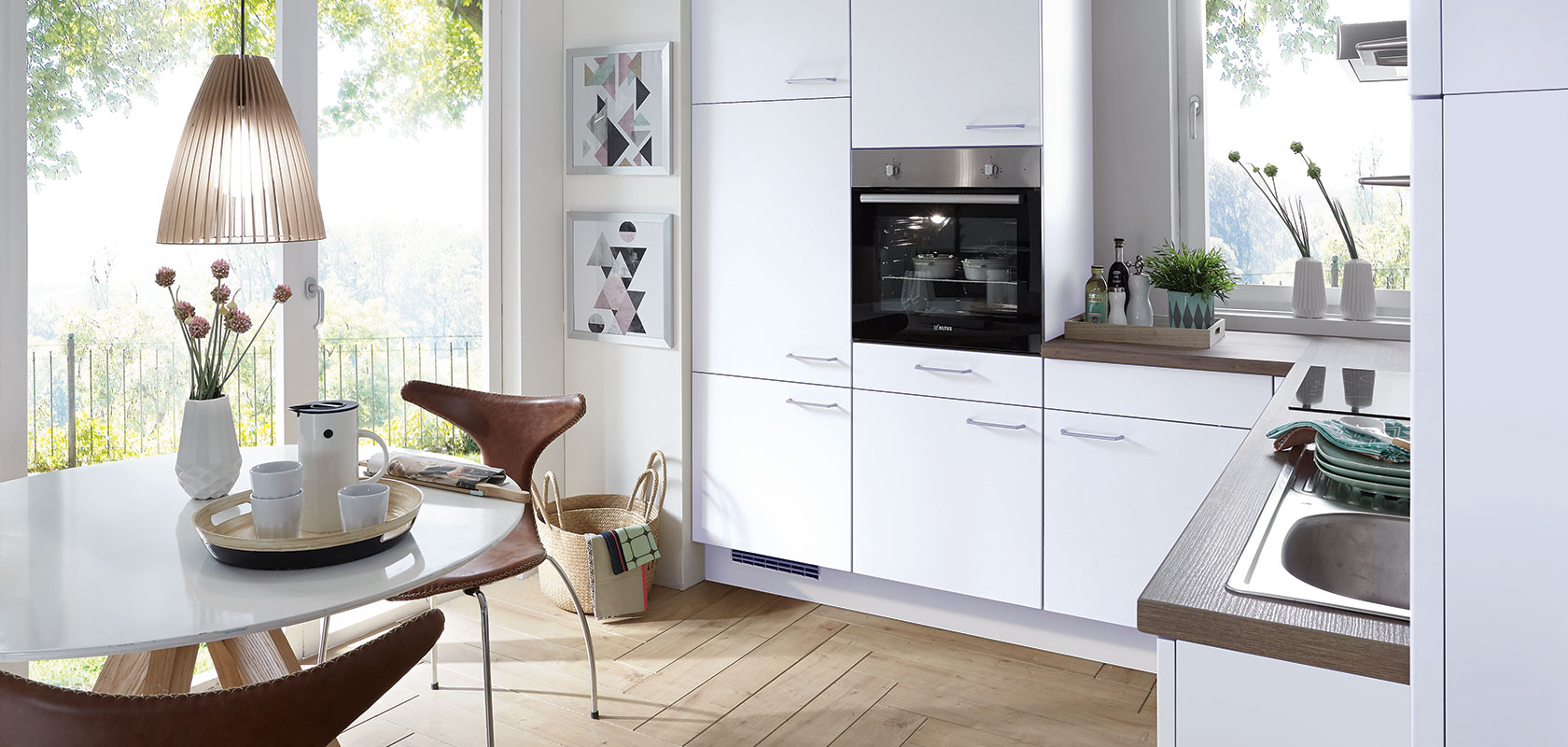 Moderne Küche Nobilia Touch 332 Alpinweiß supermatt