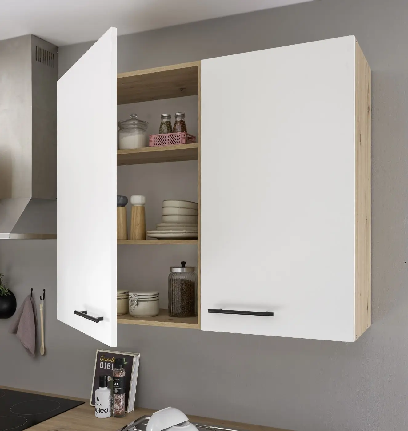 Küchenblock Stuttgart weiß/Artisan Eiche mit E-Geräten Küchenblock Stuttgart weiß/Artisan Eiche mit E-Geräten