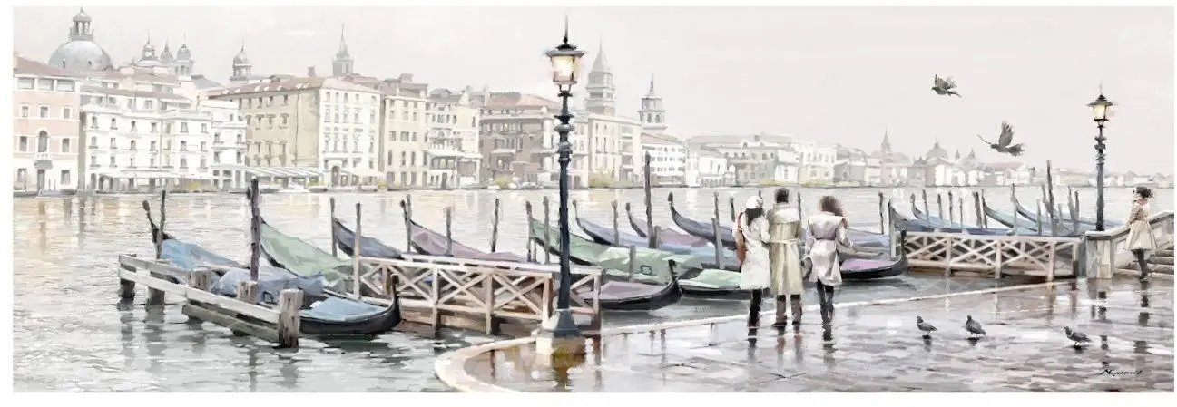 Leinwandbild Venedig Gondeln 45 x 140 cm