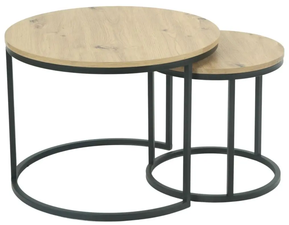 Couchtisch-Set Lindau Artisan Eiche / schwarz