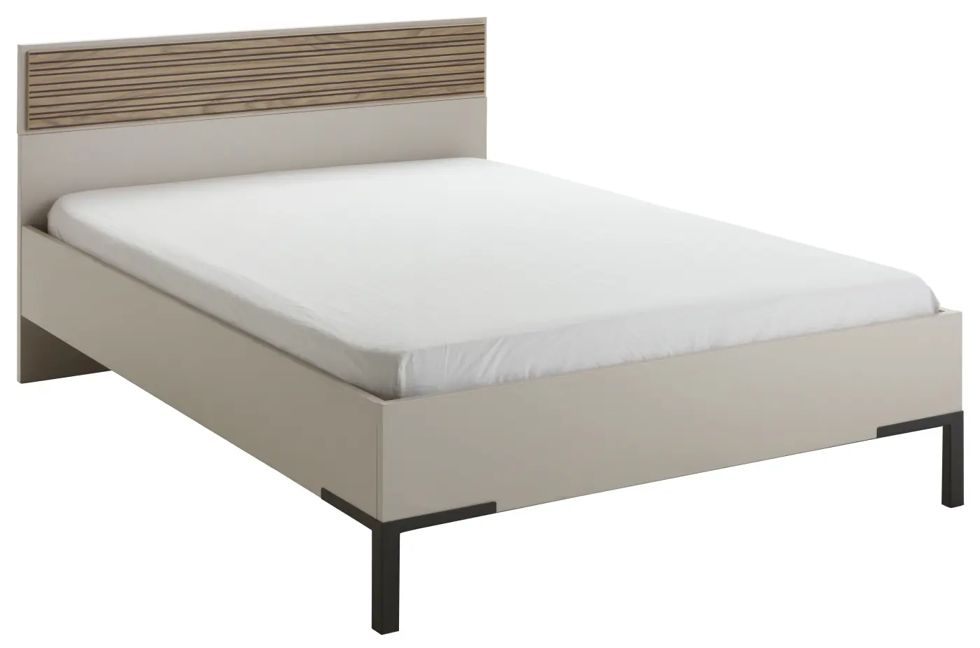 Bett Bravo 120 x 200 cm cashmere/strippedwood