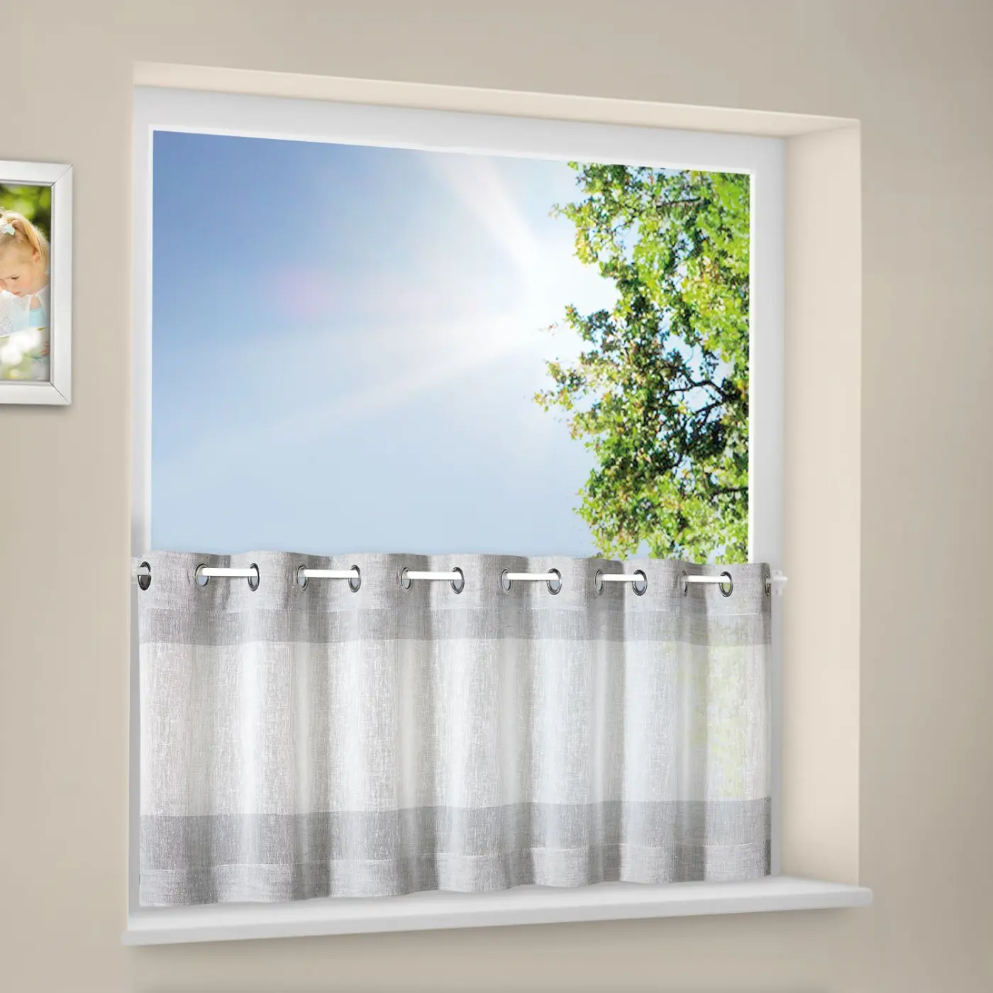 Bistrogardine 140 x 50 cm weiß/anthrazit Bistrogardine 140 x 50 cm weiß / anthrazit