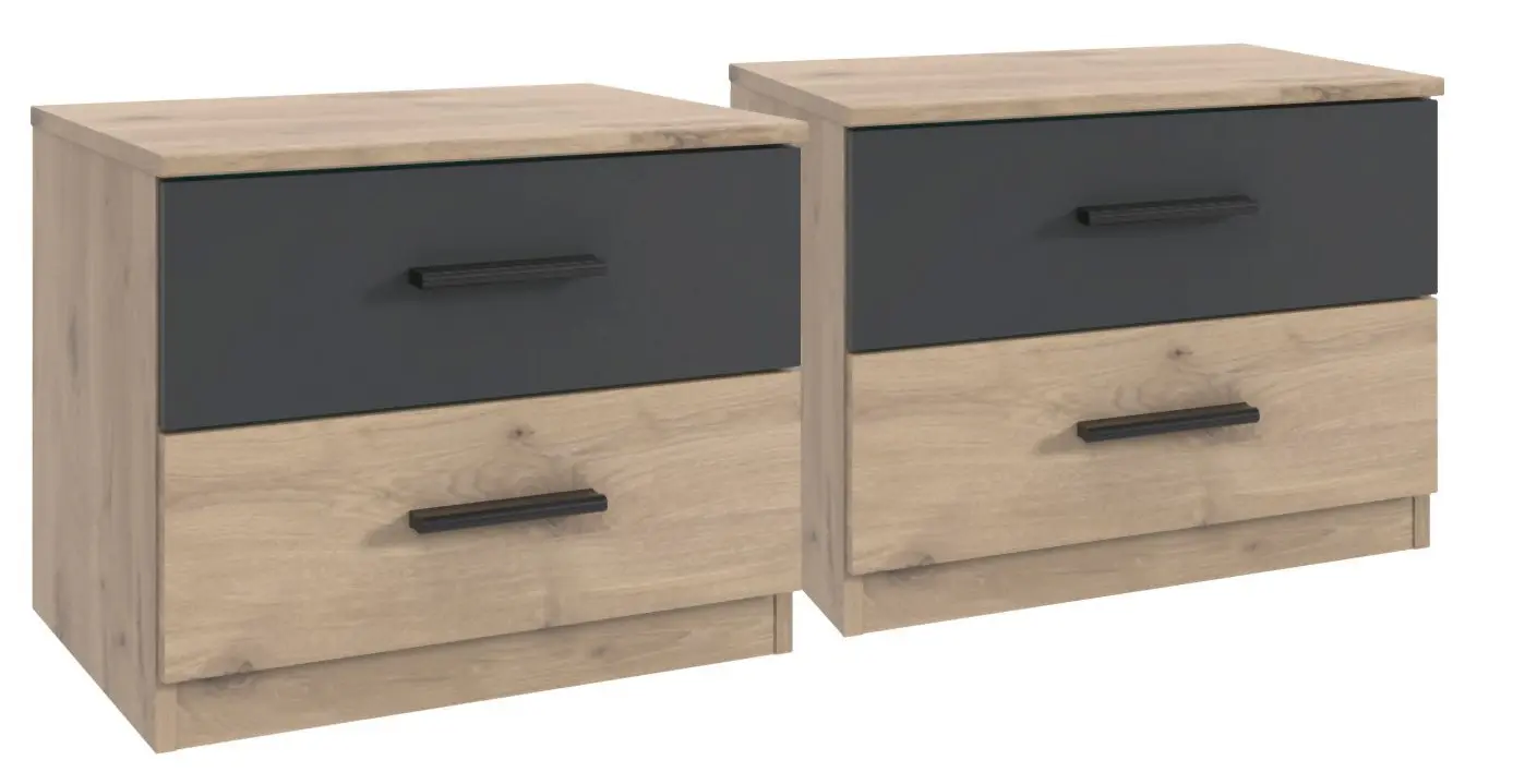 Nachtschrank-Set Budapest Viking Eiche/graphit