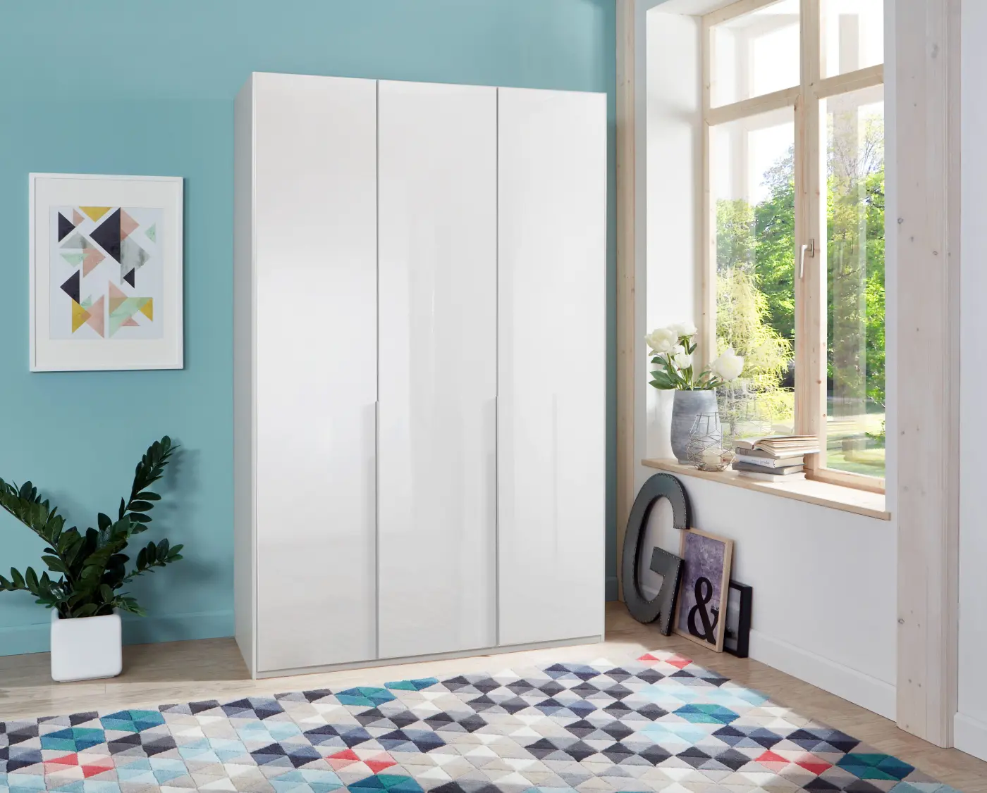 Kleiderschrank New York 3-türig weiß