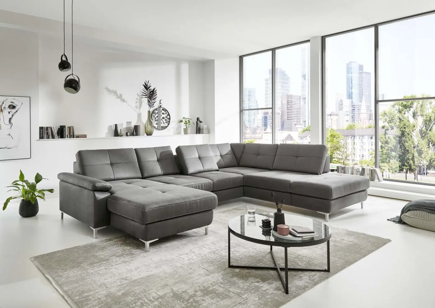 Wohnlandschaft couchliebe. LS23 Bars geprägter Microfaser steel Basismodell Wohnlandschaft LS23 Bars geprägter Microfaser steel Basismodell couchliebe.