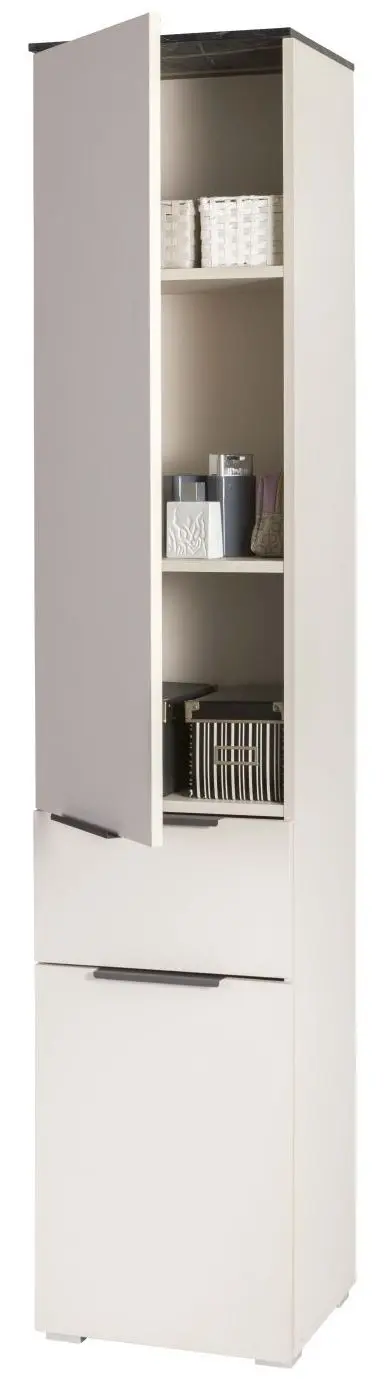 Hochschrank Promessa Cashmere matt/Sahara Marmor