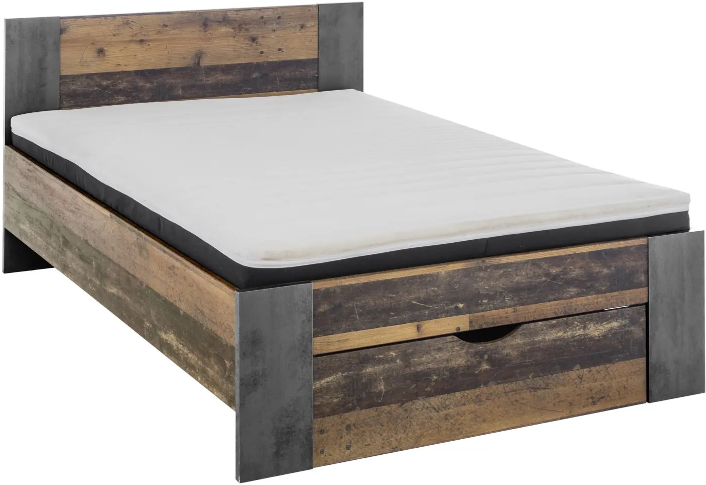 Bett Martin 140 x 200 cm Old Style dunkel/Betonoxid