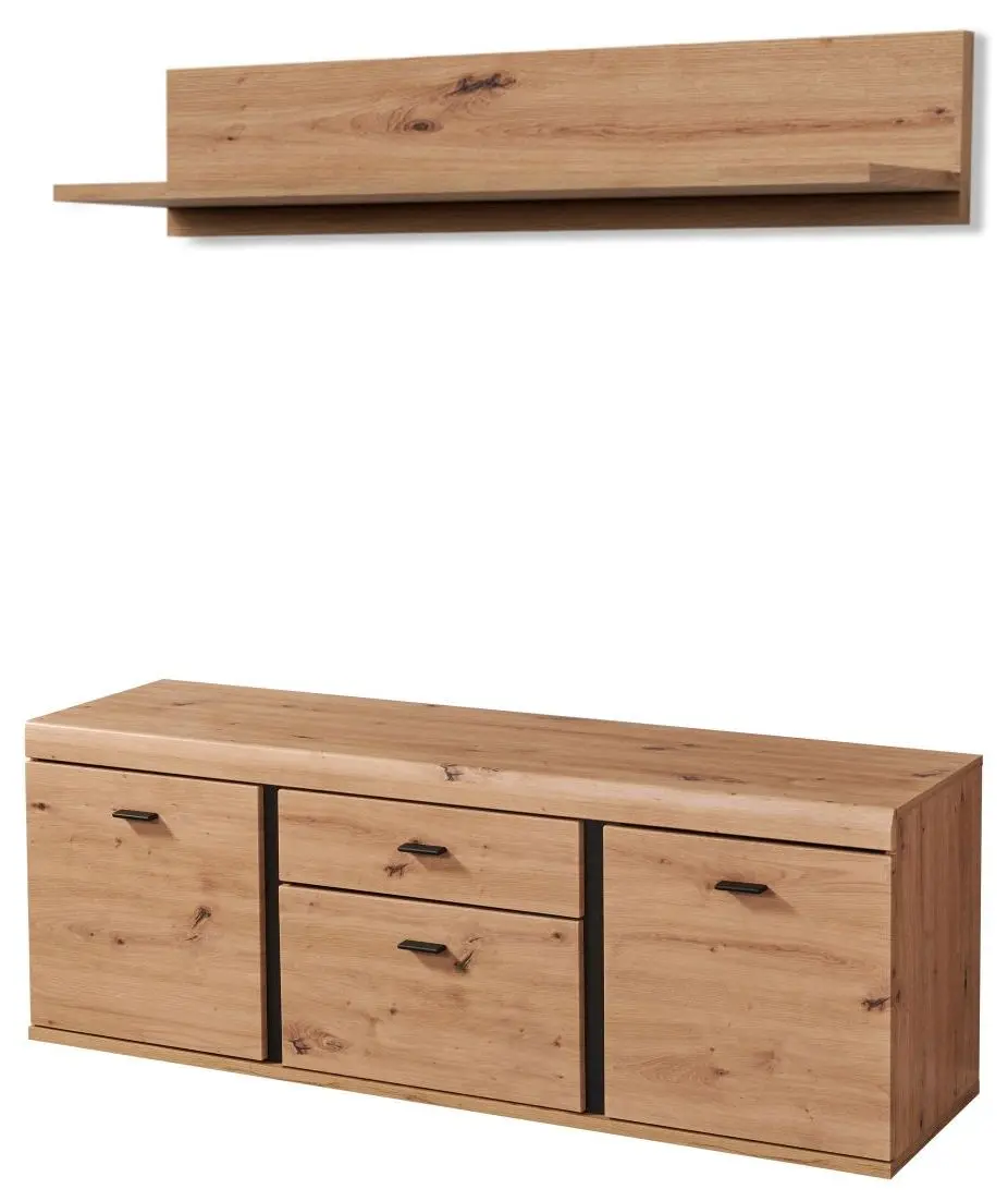 Lowboard+Wandboard Kreta Artisan Eiche/schwarz