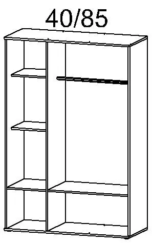 Drehtürenkleiderschrank Rasant 3-türig weiß/Eiche Sonoma