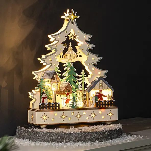 LED Weihnachtsstadt aus Holz
