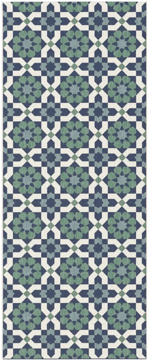 Küchenläufer Star 80 x 200 cm weiß, blau