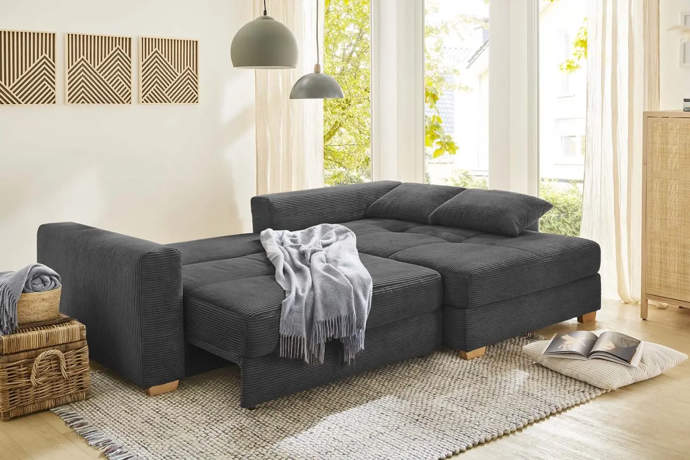 Wohnlandschaft Kampen Cord grau