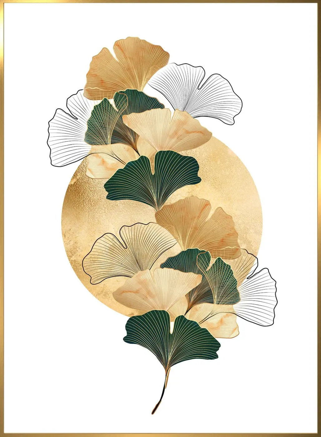 Bild gerahmt Gilded Gingko 50 x 70 cm