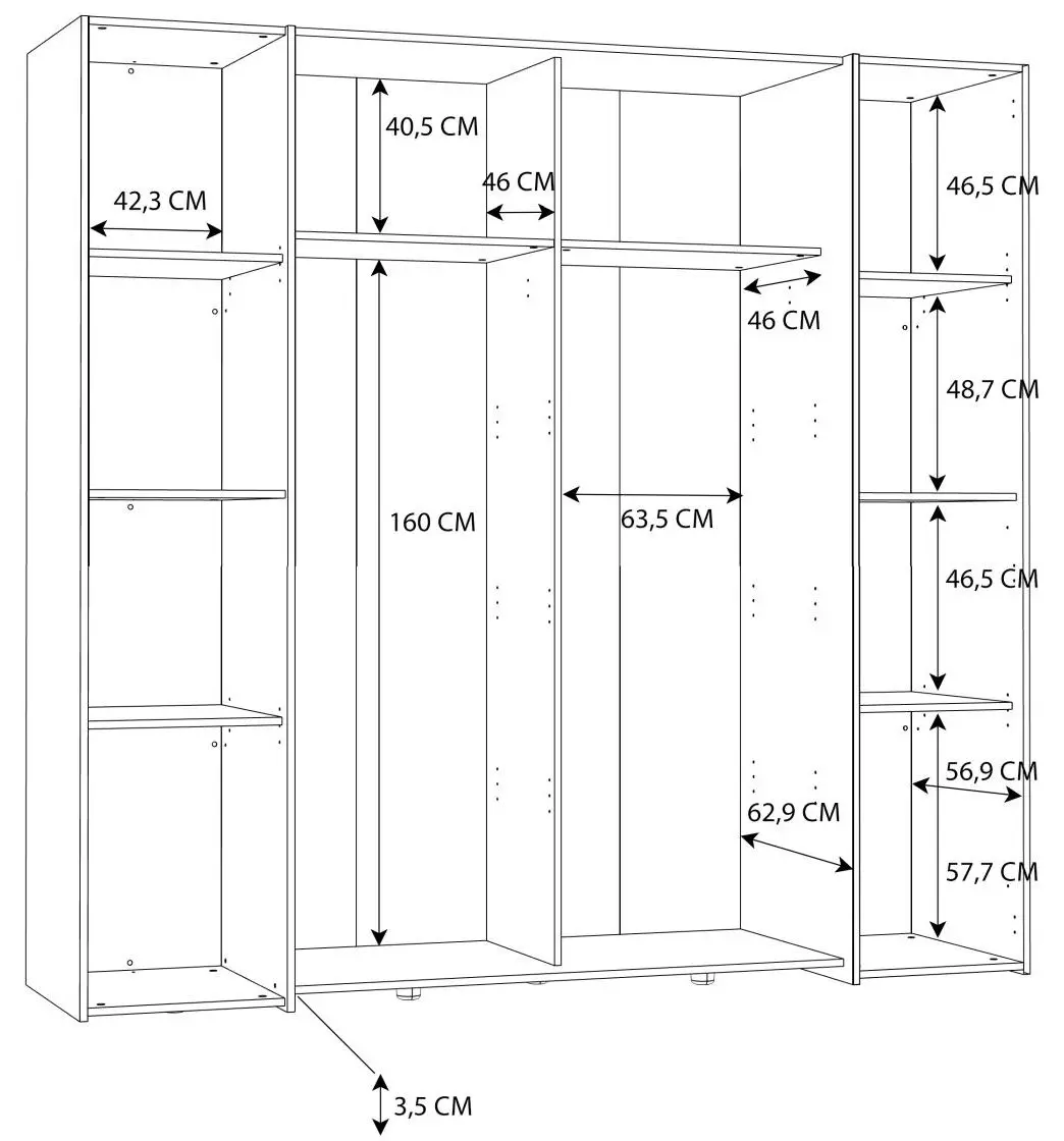 Dreh-/Schwebetürenschrank Kalixtus 4-türig Old Wood/Betonoptik