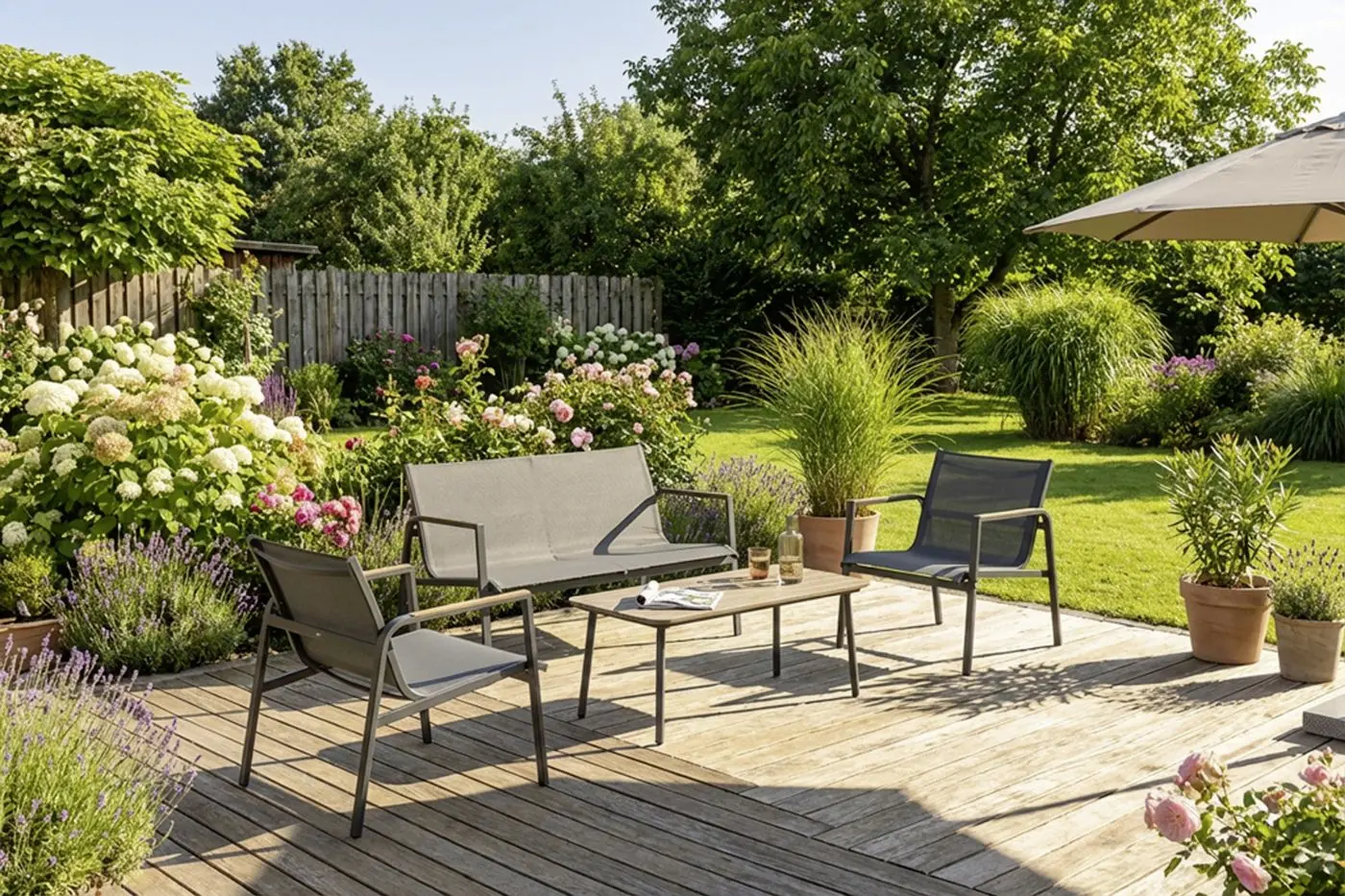 Outdoor-Sitzgruppe grau