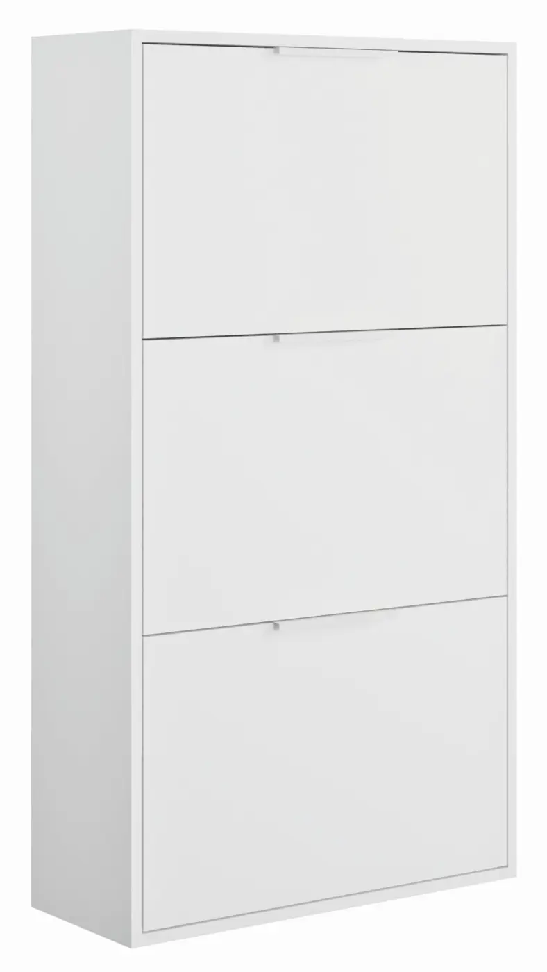Schuhschrank Espresso 3 Klappen weiß Hochglanz