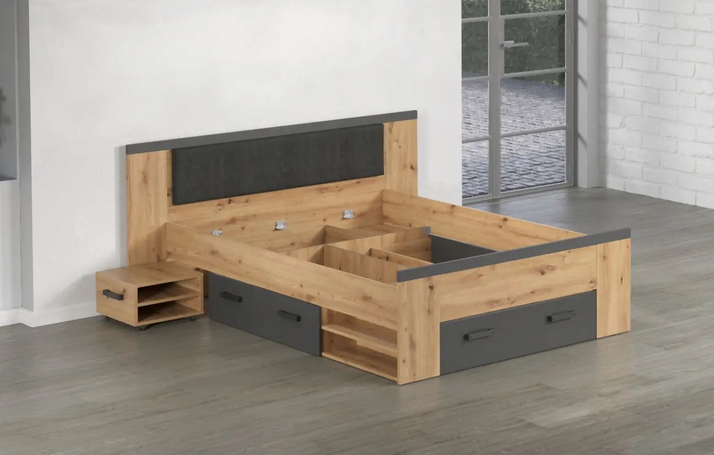 Bett Follow 180 x 200 Artisan Eiche / Matera