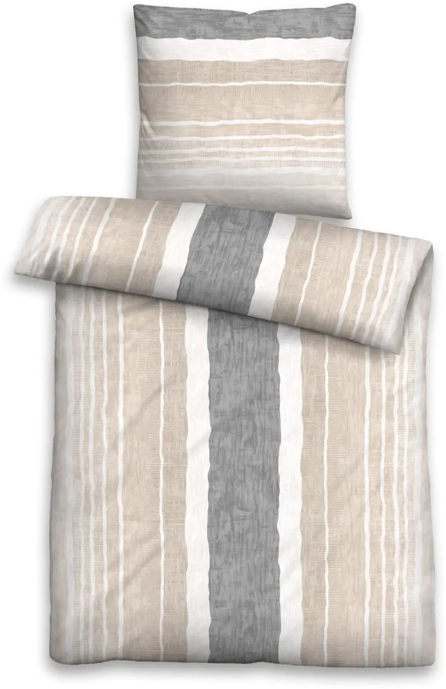 Fein-Biber Bettwäsche grau/ beige