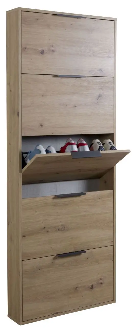 Schuhschrank Espresso 5 Klappen Artisan Eiche