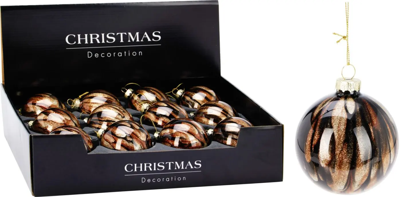 Glas Weihnachtskugel 8 cm braun