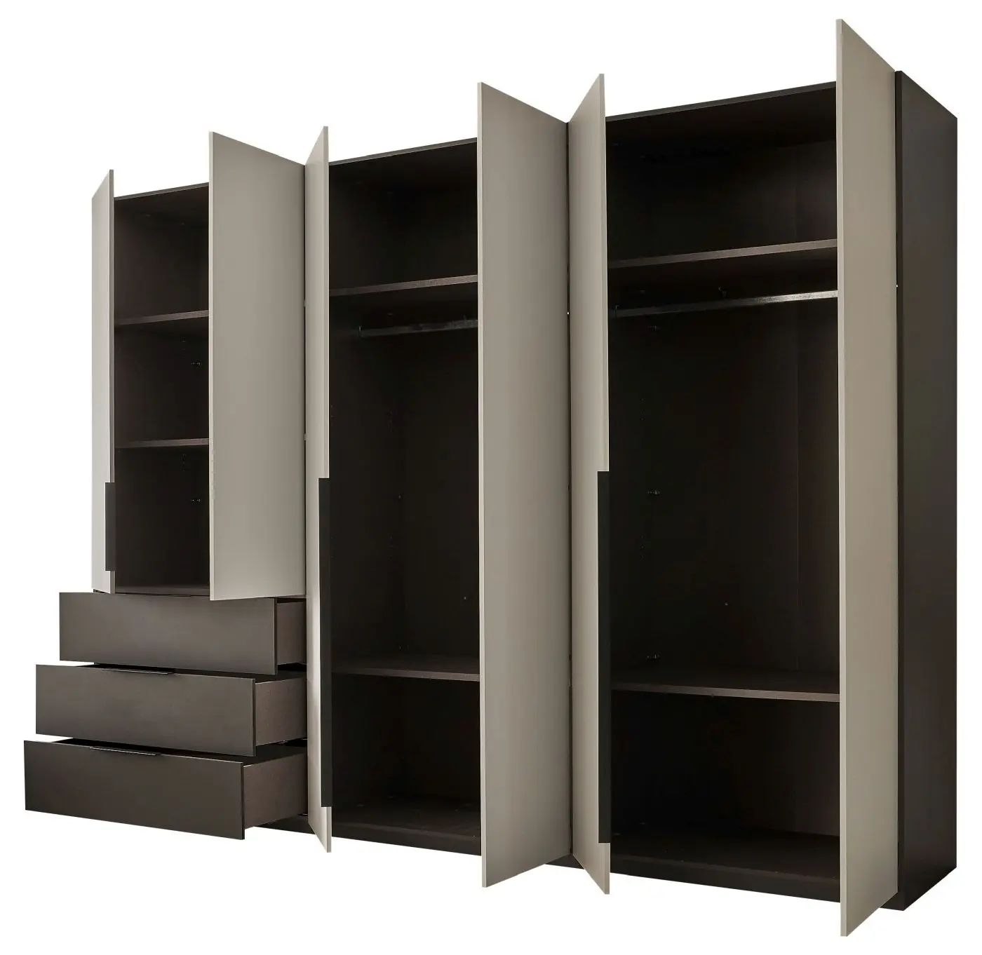 Drehtürenschrank Nuka 6-türig hellgrau / graphit