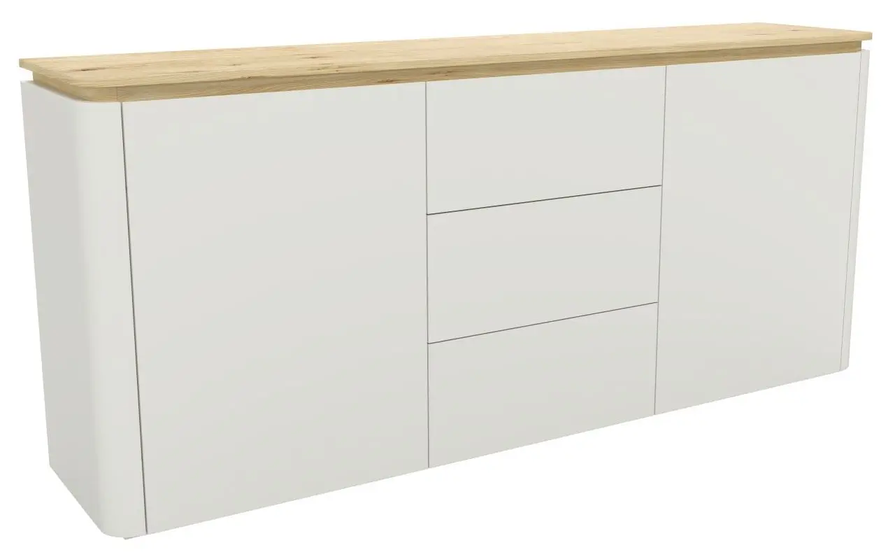 Sideboard Namur weiß matt/Eiche hell mit Beleuchtung