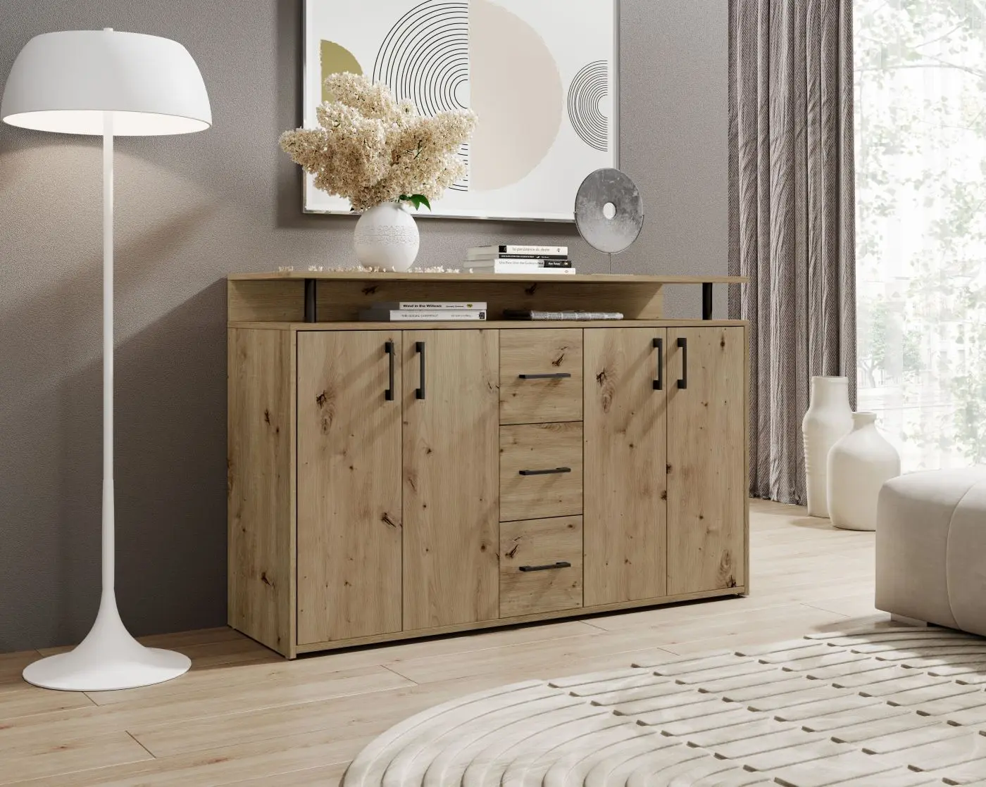 Highboard Drift 4-türig Artisan Eiche