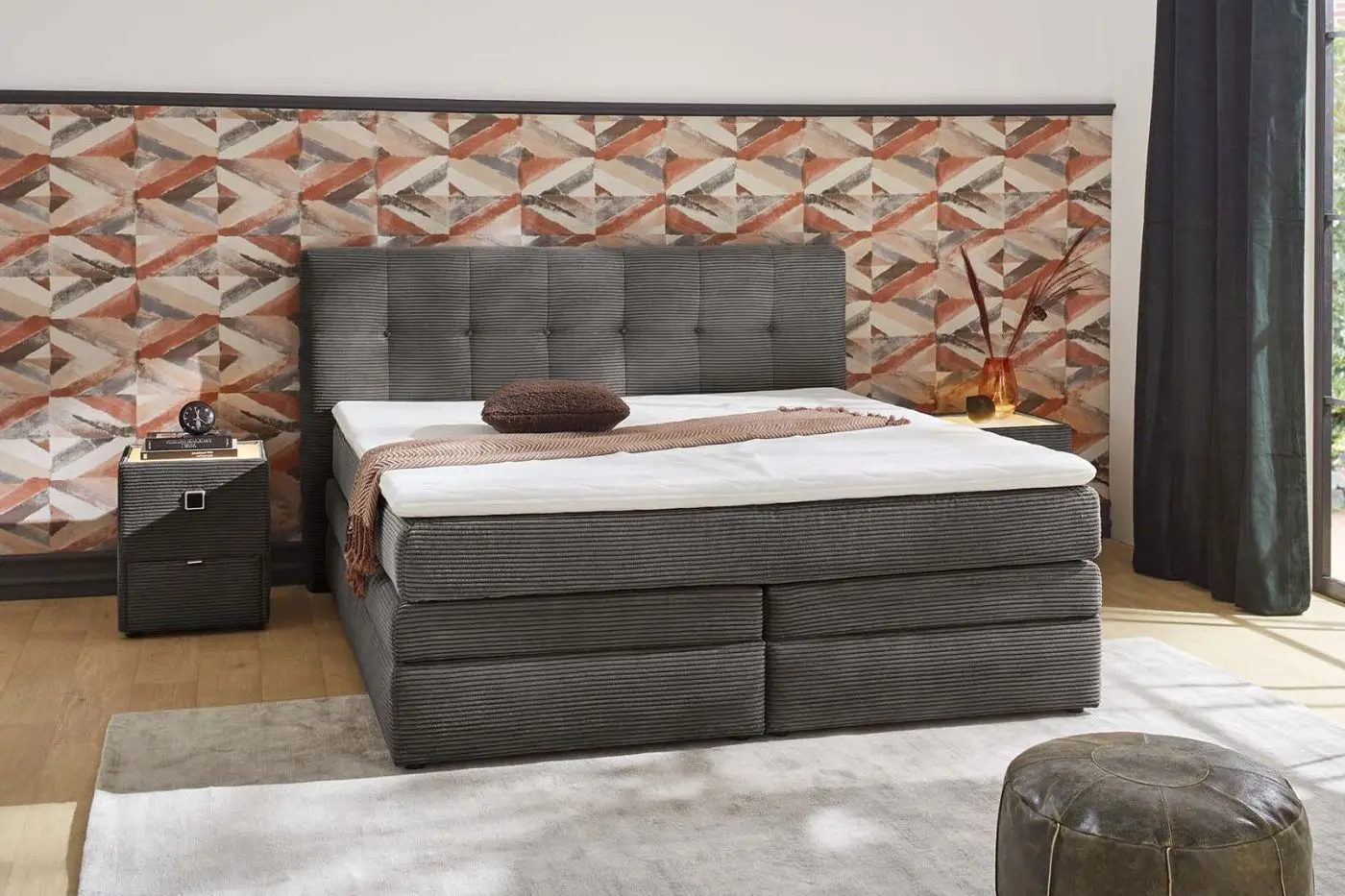 Boxspringbett Amy 180 x 200 cm Cord grau