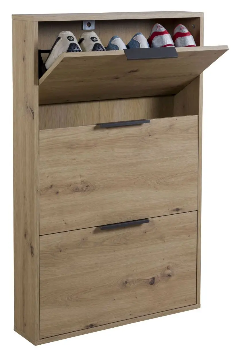 Schuhschrank Espresso 3 Klappen Artisan Eiche