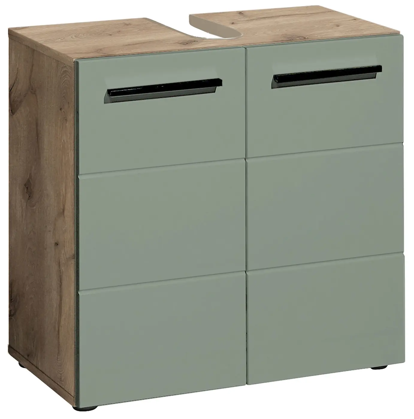 Waschbeckenunterschrank Vista schilfgrün/Viking Eiche