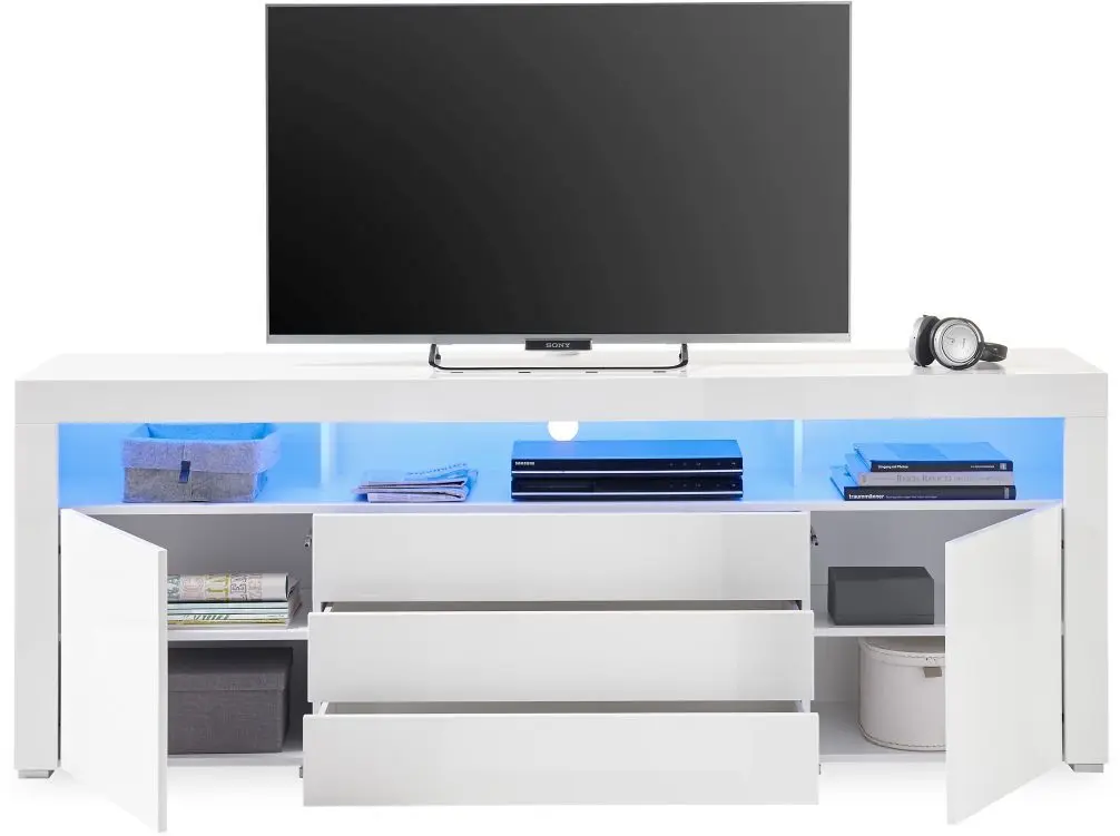 TV-Lowboard weiß inkl. Beleuchtung