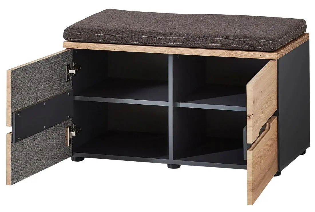 Garderobenbank mit Kissen Memphis Artisan Eiche / graphit