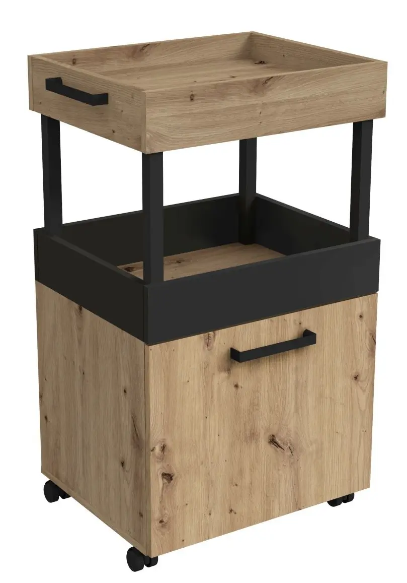 Barwagen Home Bar schwarz/Artisan Eiche